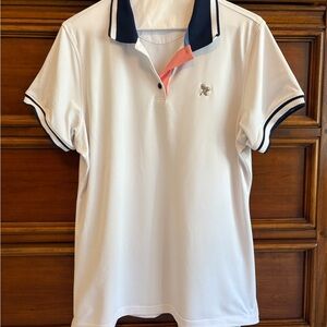 Peter Millar Ladies Golf White Polo with Navy